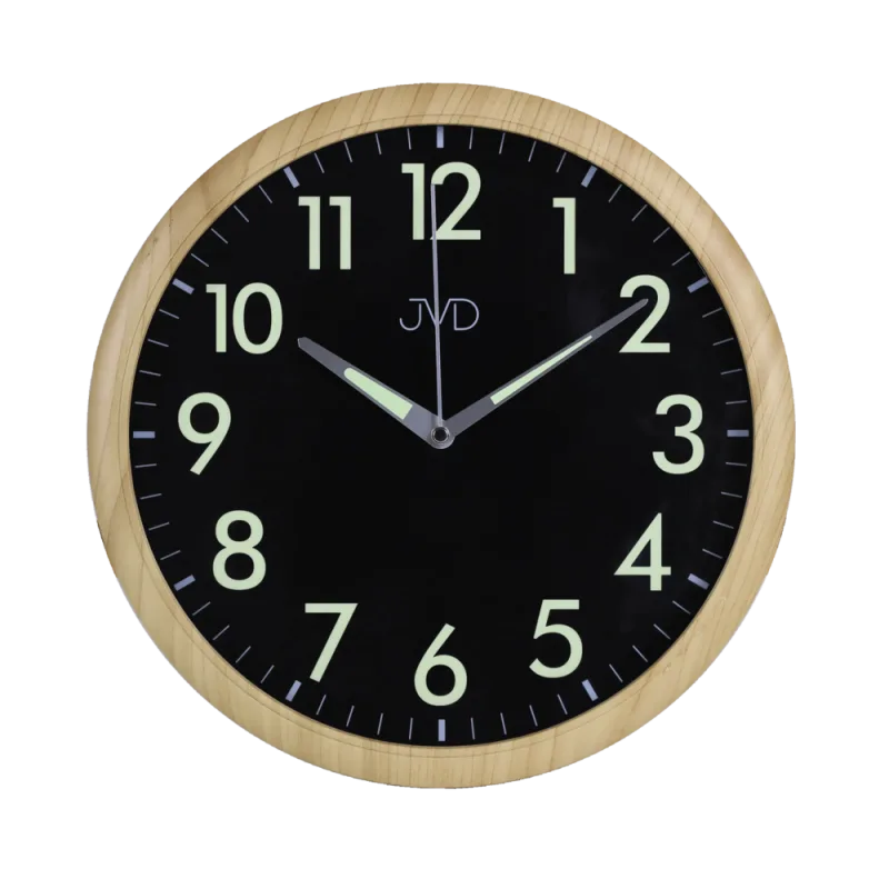JVD Netikající tiché hodiny s luminiscenčními číslicemi v imitaci dřeva JVD HP301.2