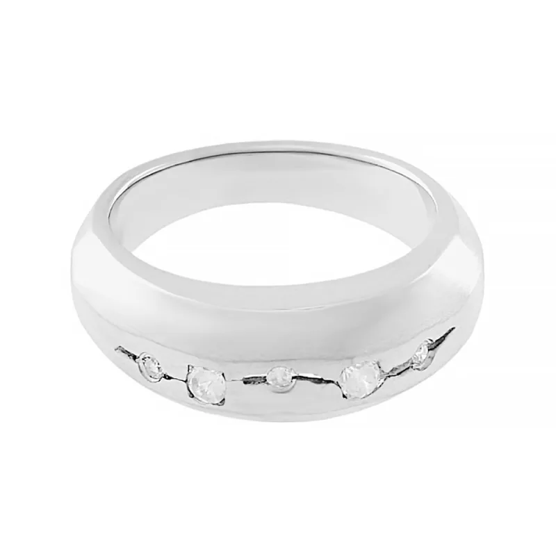 MPM Dámský ocelový nerezový prsten se zirkony 5062 (velikost 54) - stříbrné barvy