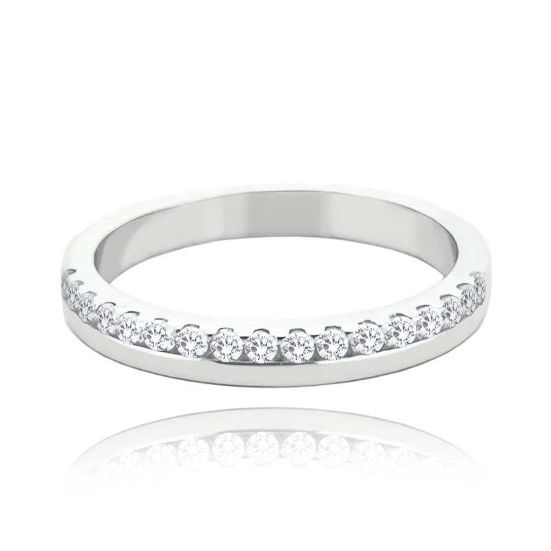 MINET+ Stříbrný snubní prsten s bílými zirkony vel. 60 JMAN0444SR60