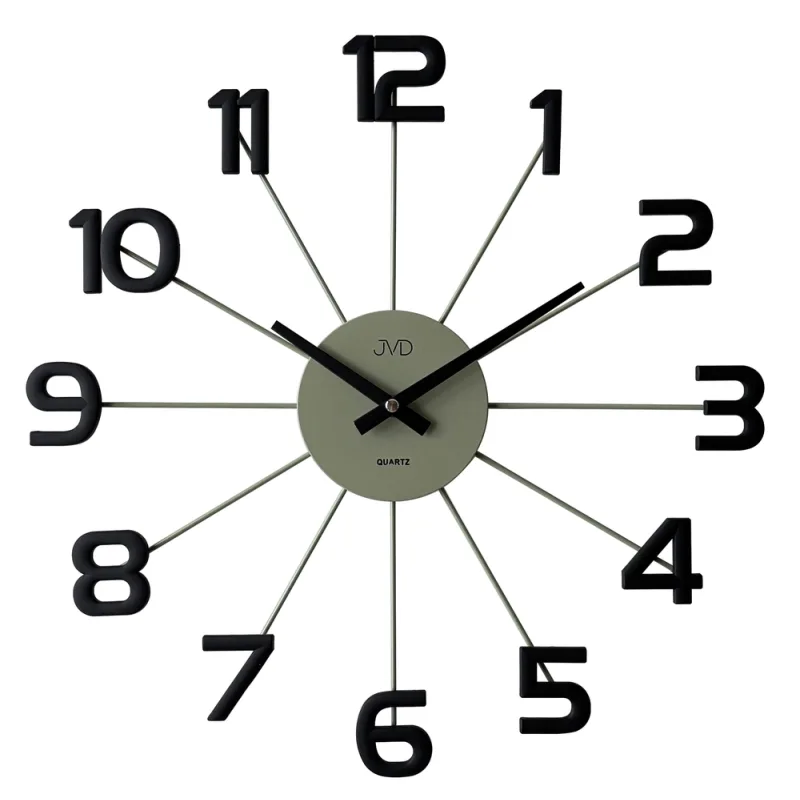 JVD Designové kovové černé paprskovité nástěnné hodiny JVD HT119.2
