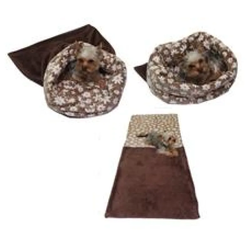 Marysa pelíšek 3v1 pro psy, šedý/červená kolečka, velikost XL