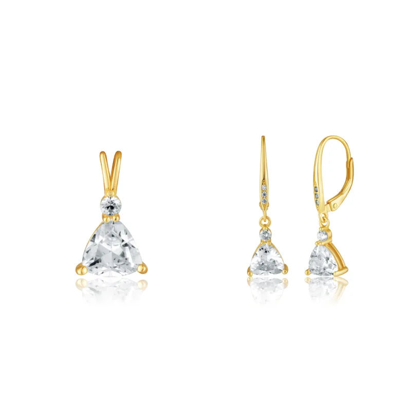 JVD Dámská pozlacená stříbrná souprava se zirkony set SVLS0153SH2GO00