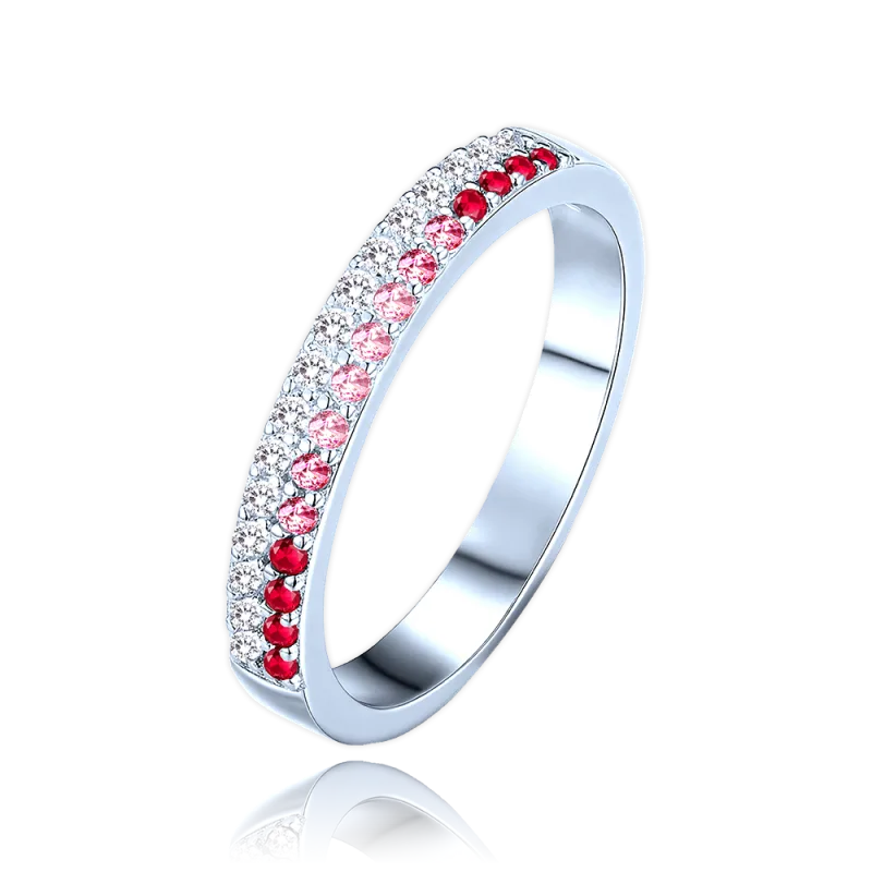 MINET Luxusní stříbrný prsten s bílými, červenými a růžovými zirkony vel. 51 JMAS0291CR51