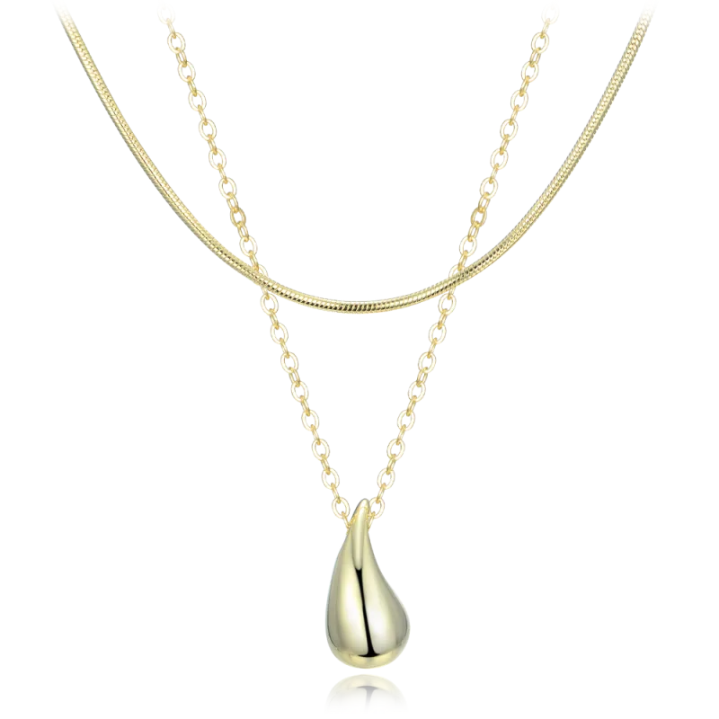 MINET Pozlacený stříbrný dvojitý náhrdelník kapka JMAN0565GN45