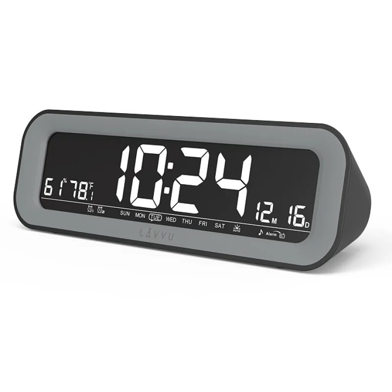 Černý digitální budík LAVVU SMART do sítě s rádiem LAD4010