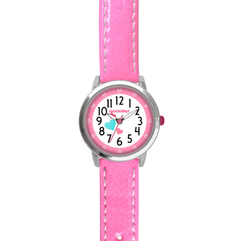 CLOCKODILE Náramkové růžové dívčí dětské hodinky se srdíčky CWG5068