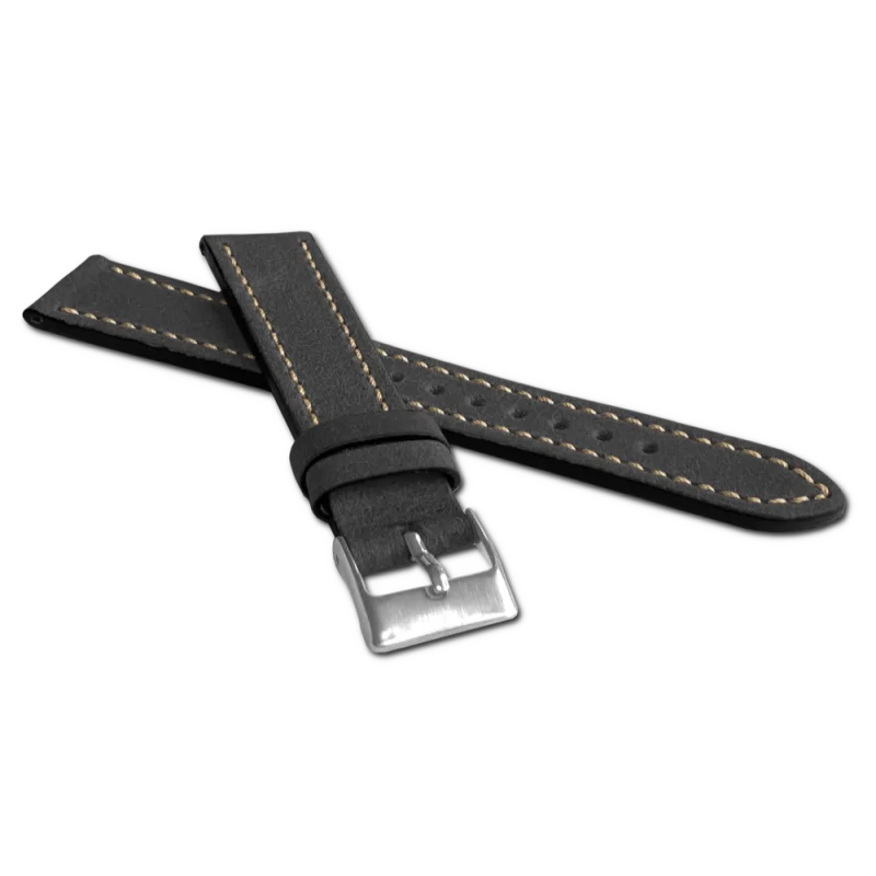 LAVVU Černý řemínek RETRO z luxusní kůže Top Grain - 18 LSWUB18