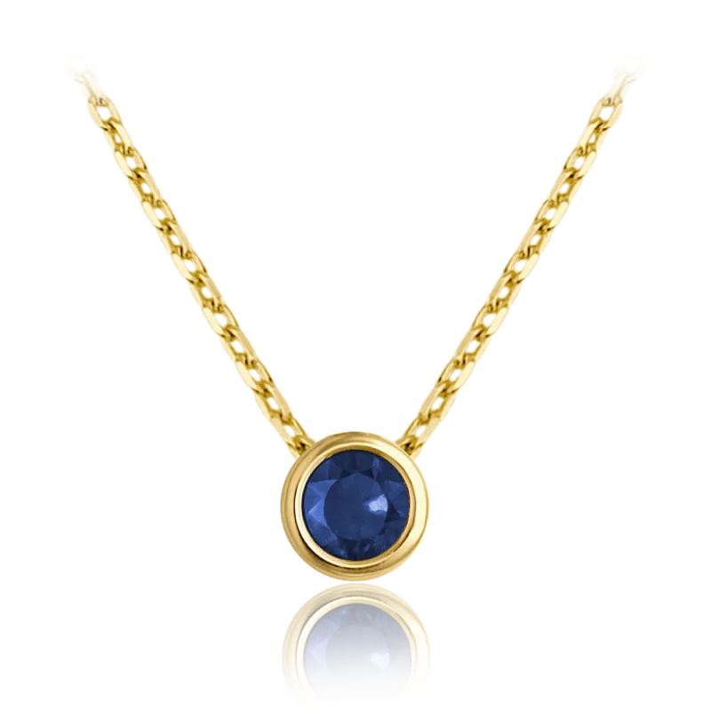 MINET Decentní zlatý náhrdelník s modrým zirkonem Au 585/1000 1,85g JMG0311BGN46