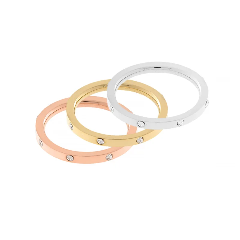 MPM Dámský ocelový nerezový trojprsten 70187 (velikost 55) - vícebarevný SRI.70187.A.708023.ZI.55