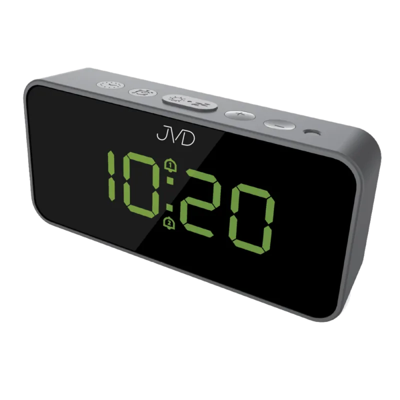 JVD Digitální budík do sítě JVD SB3212.1 s teploměrem, USB nabíjením a světelným senzorem