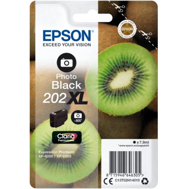 EPSON singlepack, Photo Black 202XL, Premium Ink, XL C13T02H14010