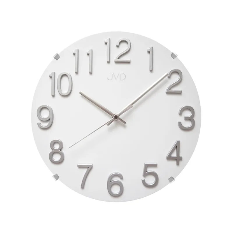 Skleněné kulaté čitelné nástěnné hodiny JVD HT98.5