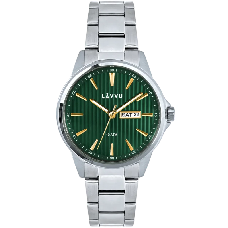 LAVVU Stylové pánské hodinky TRONES Green & Gold 100M LWM0272