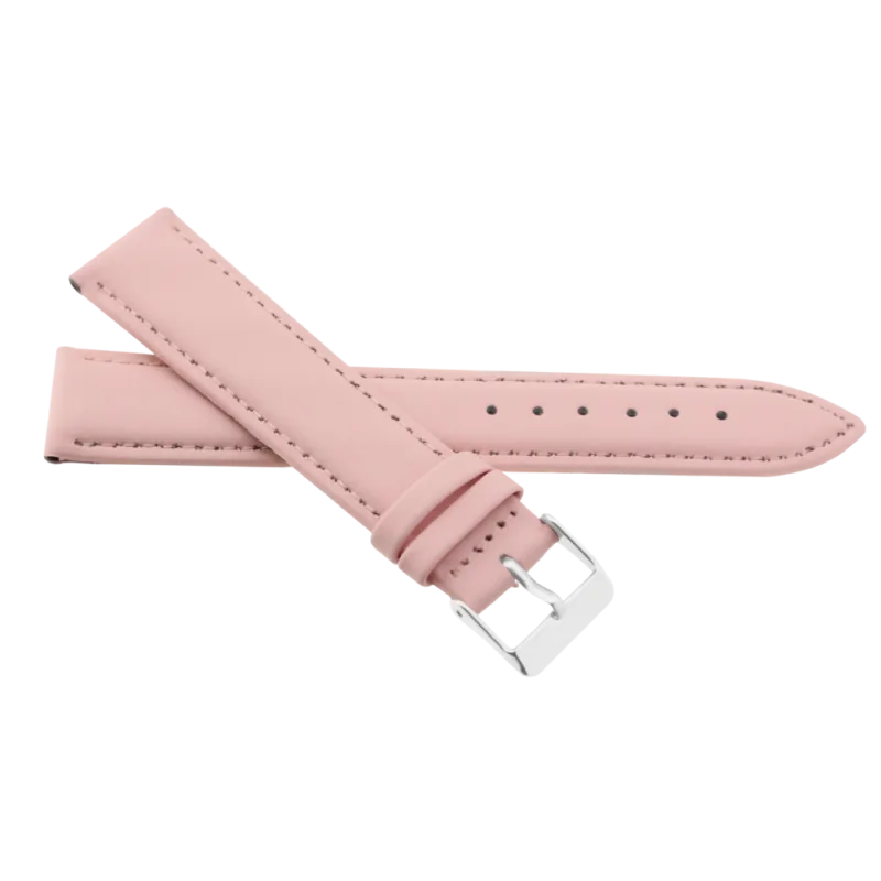 JVD Dámský růžový kožený prošívaný řemínek na hodinky R17426/20