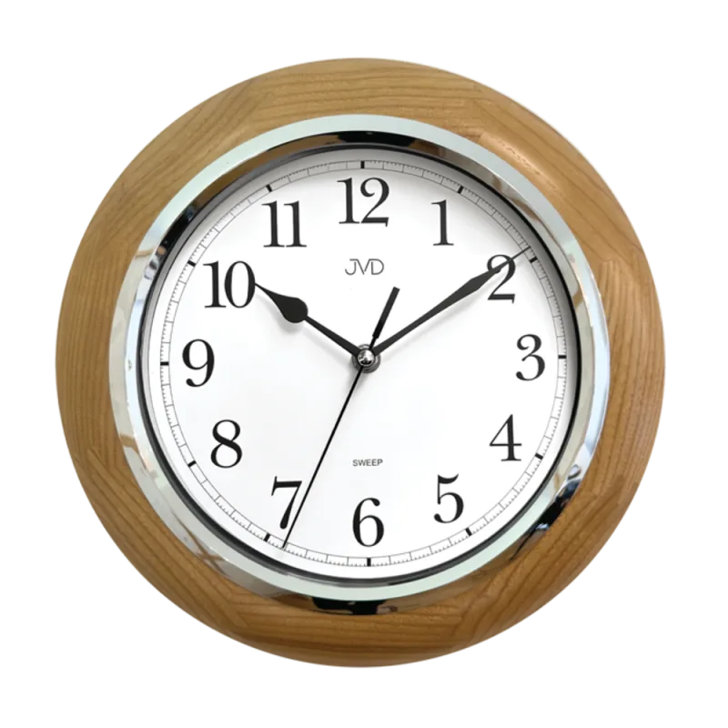 JVD Dřevěné kulaté netikající tiché nástěnné hodiny JVD NS7111/11