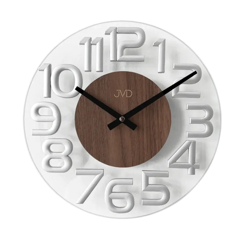 JVD Luxusní dřevoskleněné nástěnné designové hodiny JVD HT098.4
