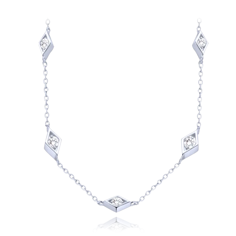 MINET Stříbrný náhrdelník s bílými zirkony JMAS0286SN42