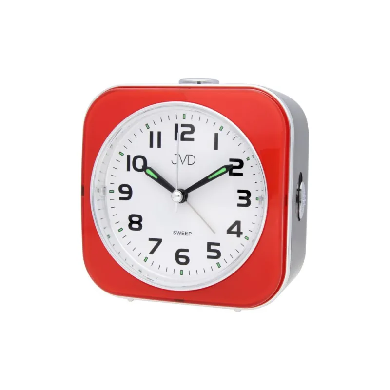 Netikající absolutně tichý analogový retro červený budík JVD SRP801.3