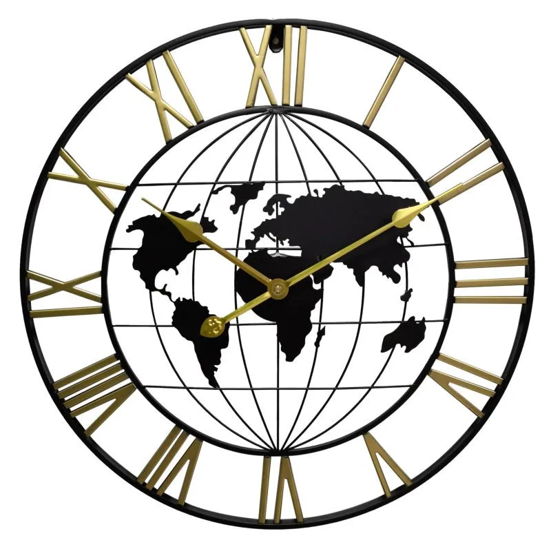 MPM Designové nástěnné kovové hodiny s motivem světa MPM Wereld E04.4529