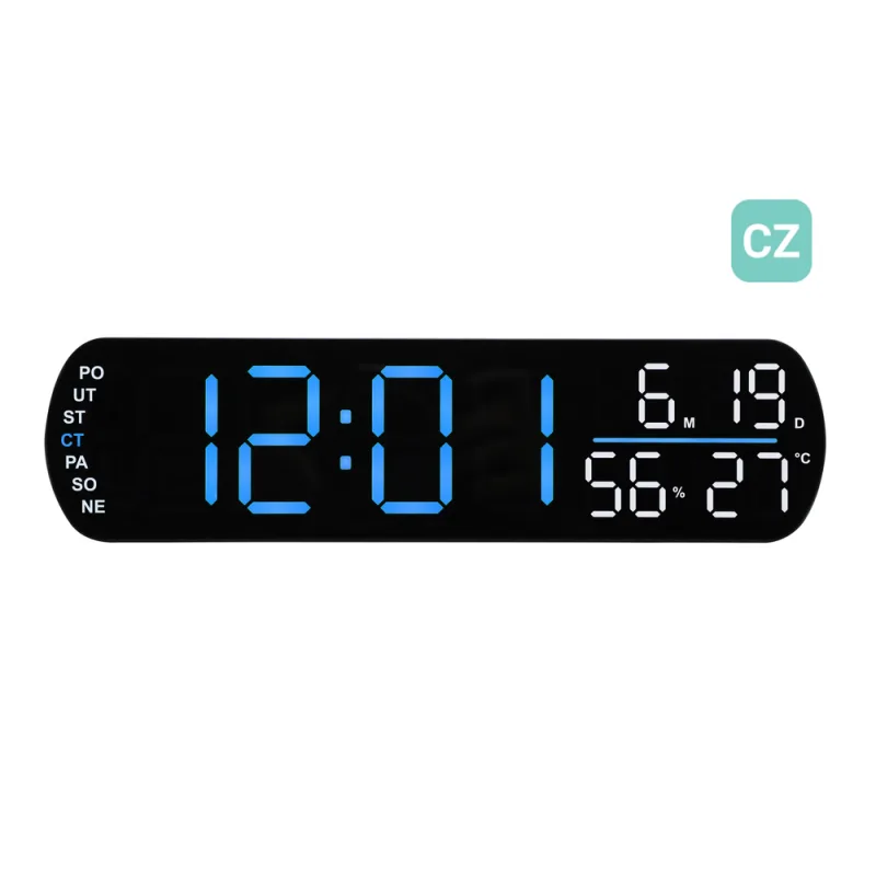 JVD Digitální černý budík do el. sítě JVD SB5512.3 s modrými LED číslicemi