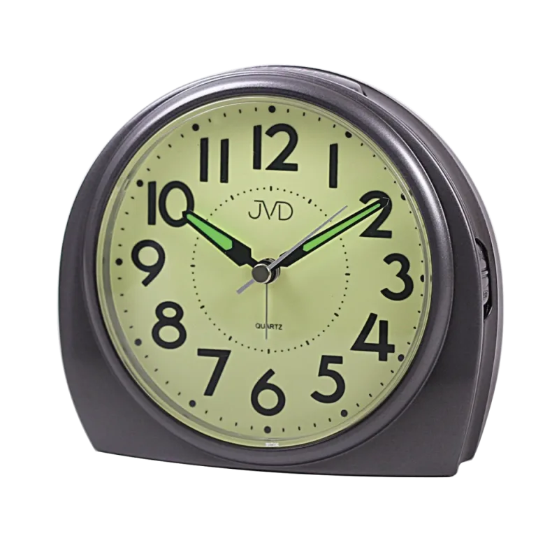 JVD Ručkový analogový netikající tichý budík JVD SRP3701.1 s luminiscenčním displejem