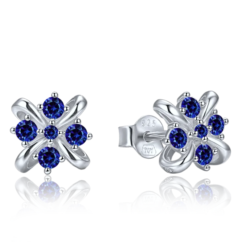 MINET Elegantní stříbrné náušnice s modrými zirkony