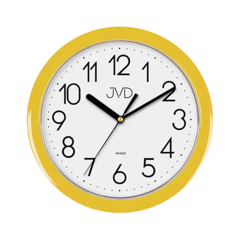 Moderní žluté dětské nástěnné netikající tiché hodiny JVD sweep HP612.12