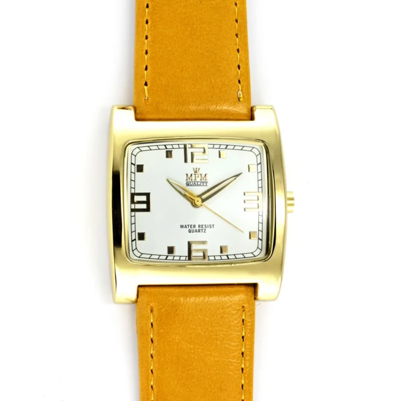 MPM Dámské společenské hodinky s bílým koženým řemínkem a stříbrným pouzdrem W02M.10929.B