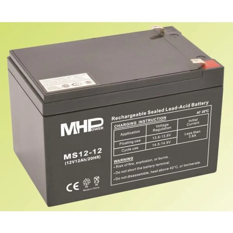 Pb akumulátor MHPower VRLA AGM 12V/ 12Ah (MS12-12) MS12-12