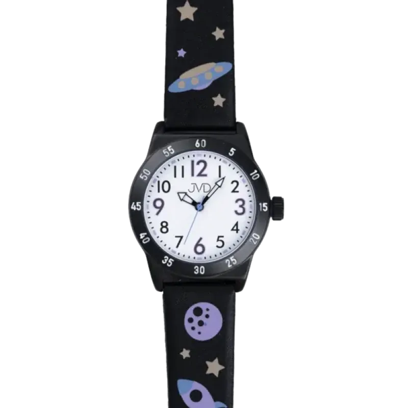 JVD Dětské chlapecké černé hodinky s motivem vesmíru JVD J7225.3