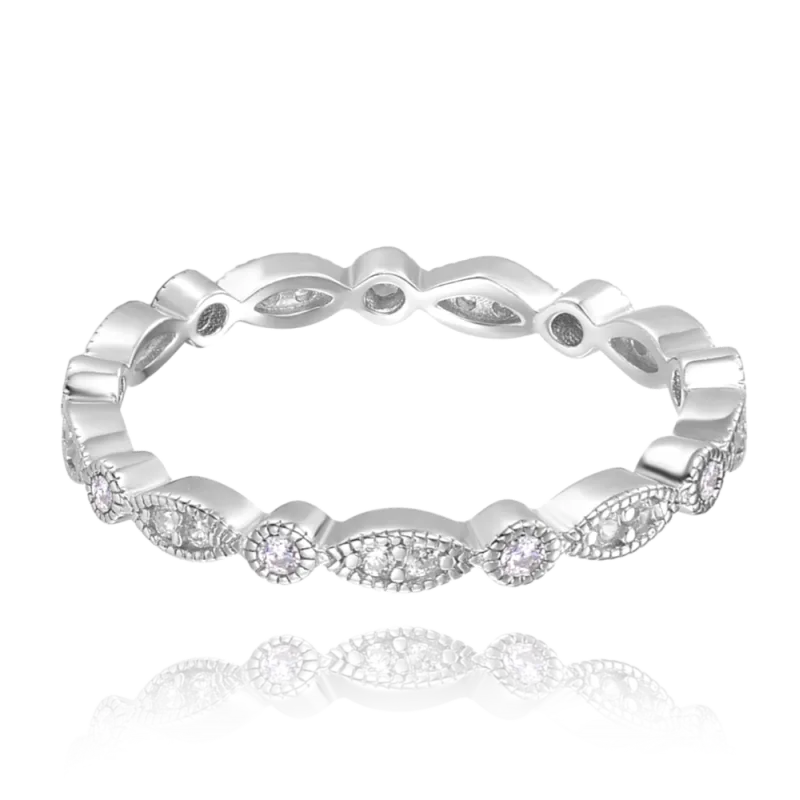 MINET Stříbrný prsten s bílými zirkony vel. 61 JMAN0508SR61