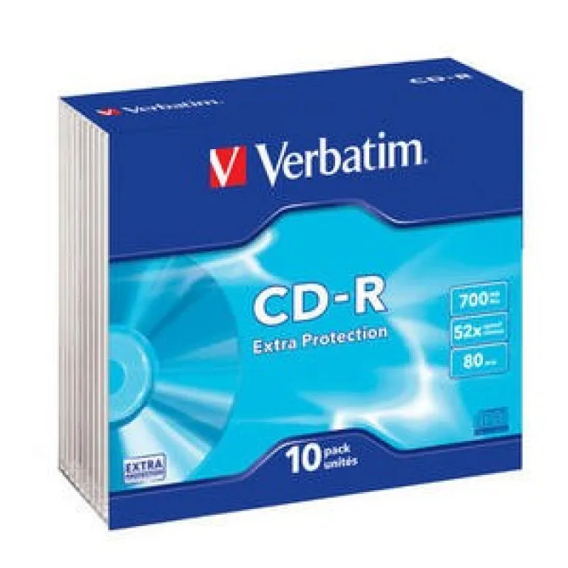 VERBATIM CD-R(10-Pack)Slim/ ExtraProtection/ DL/ 52x/ 700MB 43415