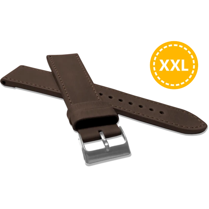 LAVVU XXL Prodloužený prošitý tmavě hnědý řemínek SPORT z luxusní kůže Top Grain - 24 XXL LSAXC24