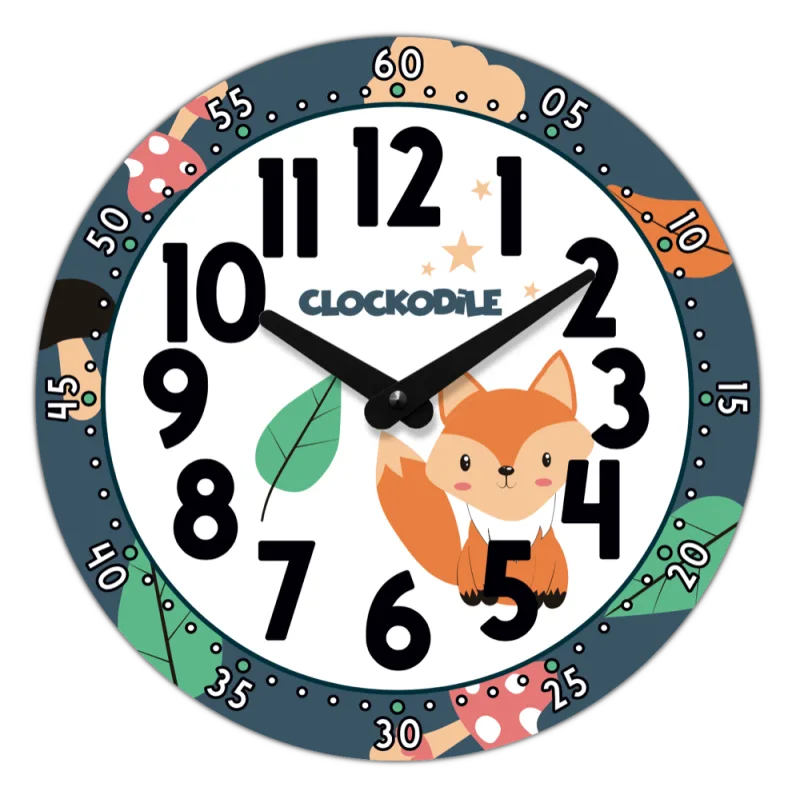 CLOCKODILE Dětské nástěnné hodiny modré s liškou ⌀25cm CCT0031