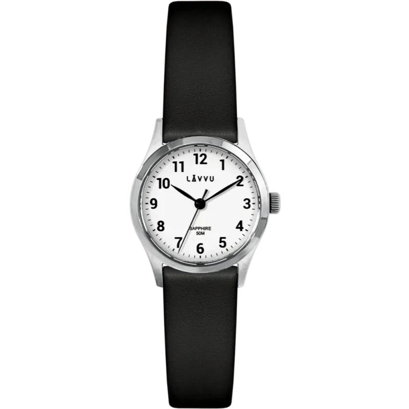 LAVVU Náramkové stříbrno-černé dámské hodinky SKIEN se safírovým sklíčkem LWL5070