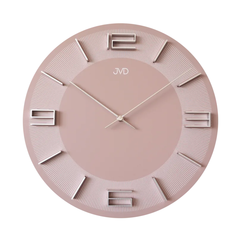JVD Dřevěné designové nástěnné růžové hodiny JVD HC34.3