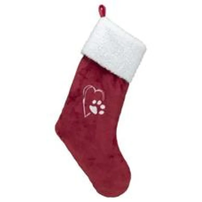 Xmas STOCKING - vánoční ponožka, 47 cm, plyš, červená/bílá 1 ks