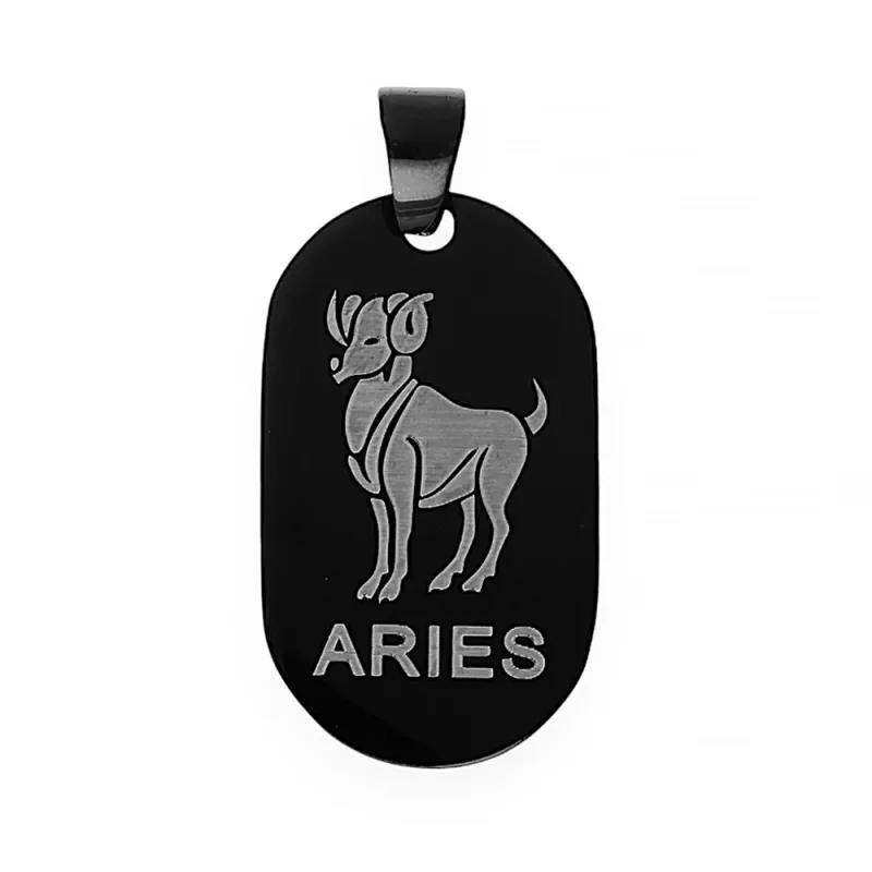 MPM Unisex ocelový černý nerezový přívěsek 6630 "beran" - černý