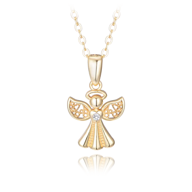 MINET Pozlacený stříbrný náhrdelník ANDĚL se zirkony