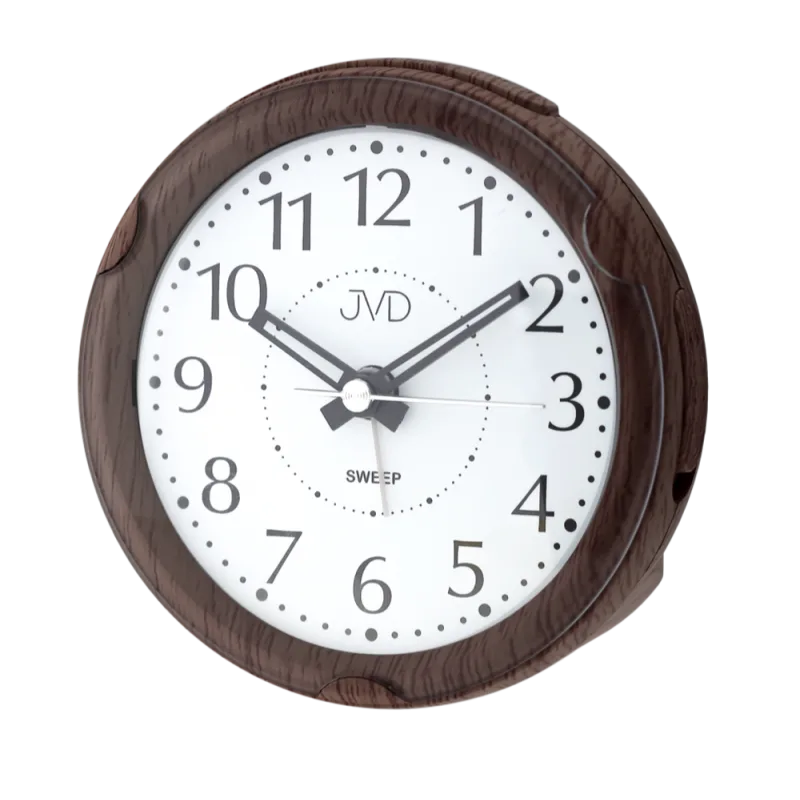 JVD Analogový netikající tichý budík JVD SRP876.6 v imitaci dřeva - tmavé