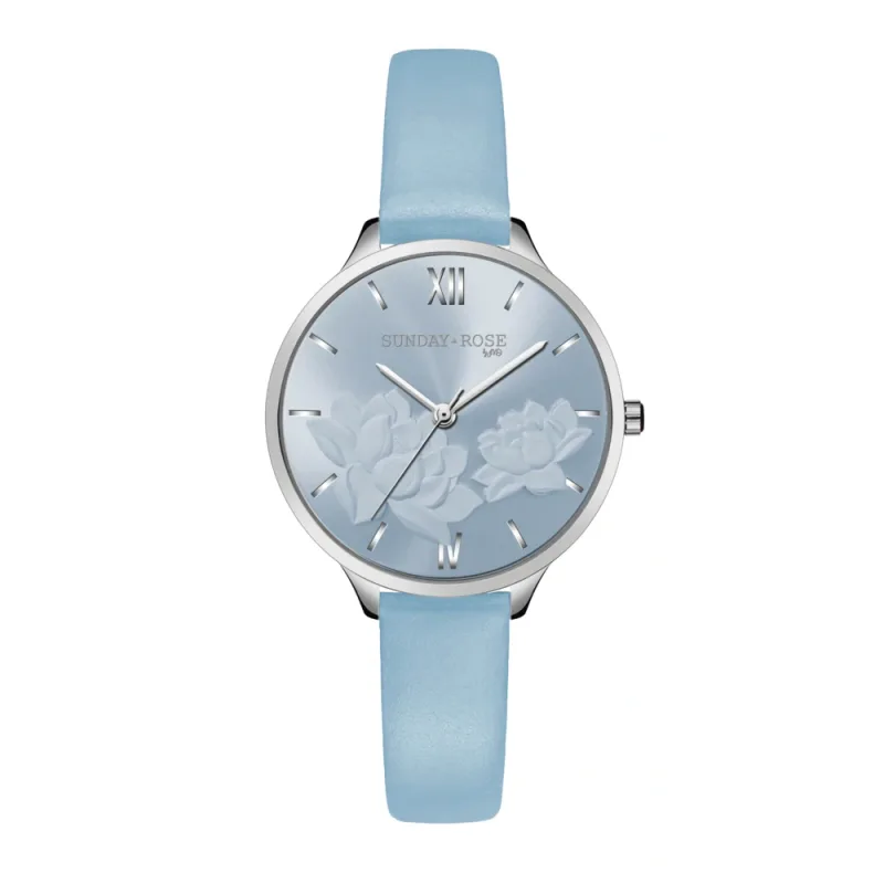 SUNDAY ROSE Dámské luxusní designové hodinky SUNDAY ROSE Fashion Pastel Blue SUN-F18