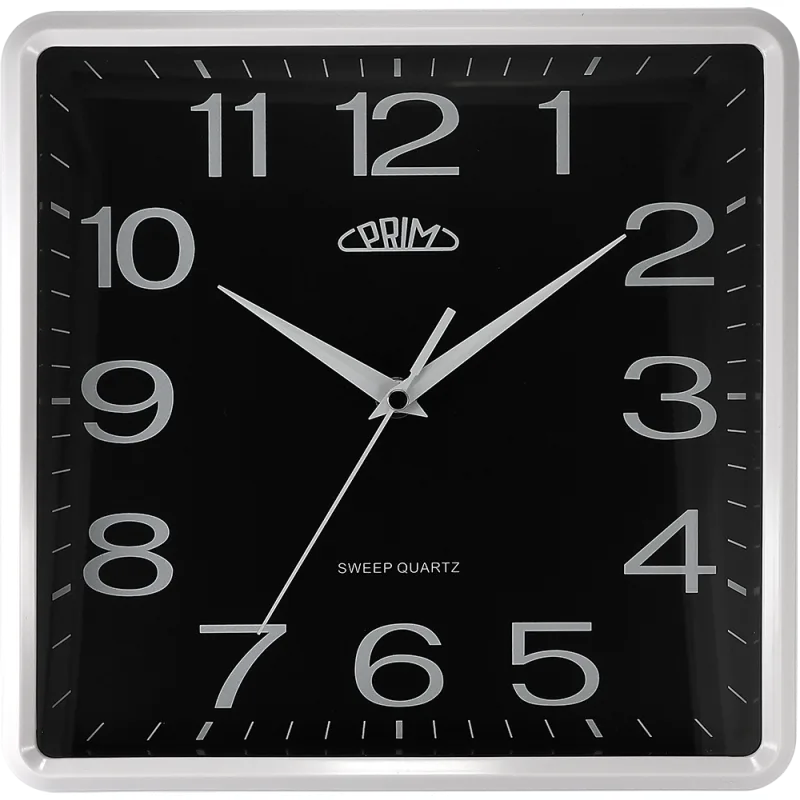 PRIM Černé hranaté nástěnné hodiny PRIM Square 20 - B E01P.4053.0090
