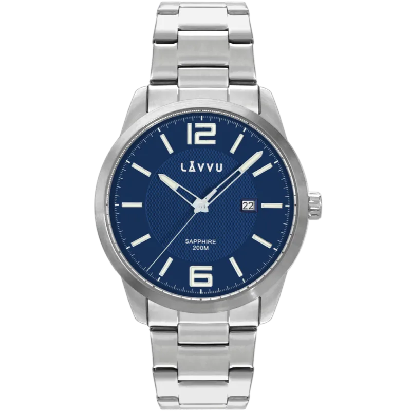 LAVVU 20 ATM Pánské hodinky se safírovým sklem LAVVU DYKKER Blue LWM0191 vodotěsné