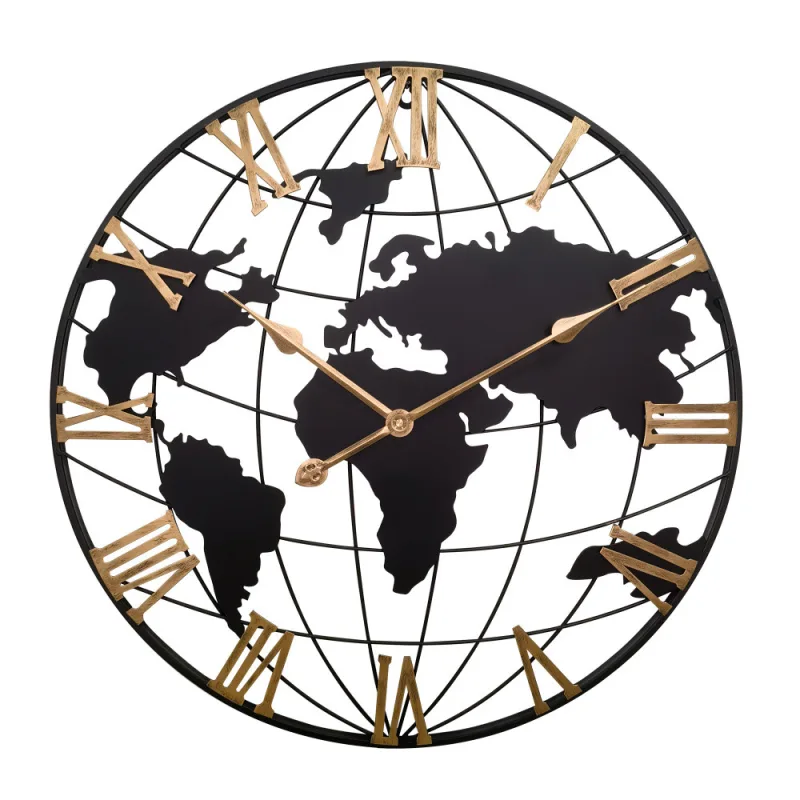 MPM Designové nástěnné kovové hodiny s motivem světa MPM Adduna E04.4532.9080