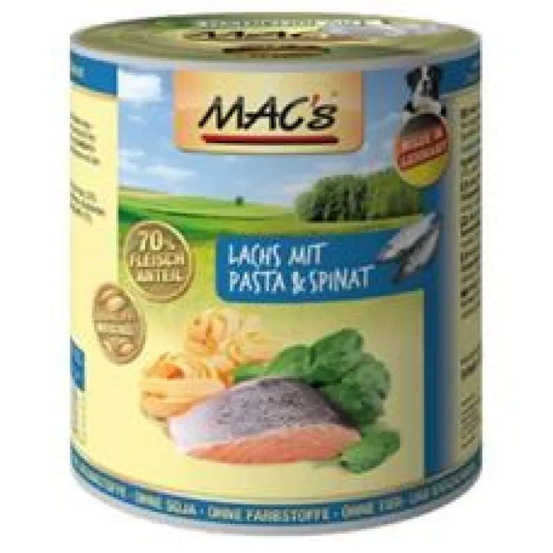Konz. MACs Dog LOSOS s těstovinami a špenátem 400 g