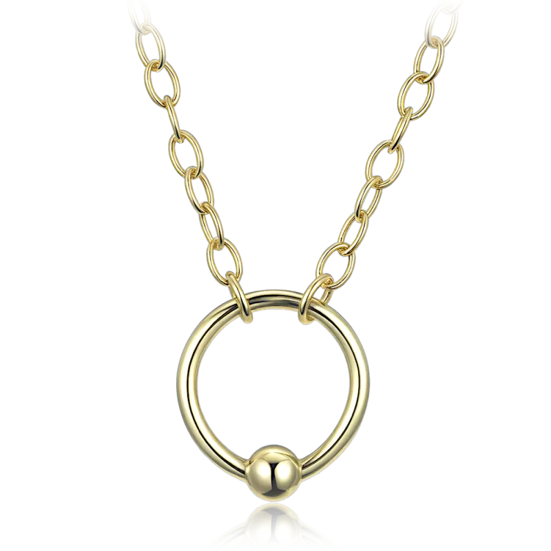 MINET Elegantní pozlacený stříbrný náhrdelník kroužek