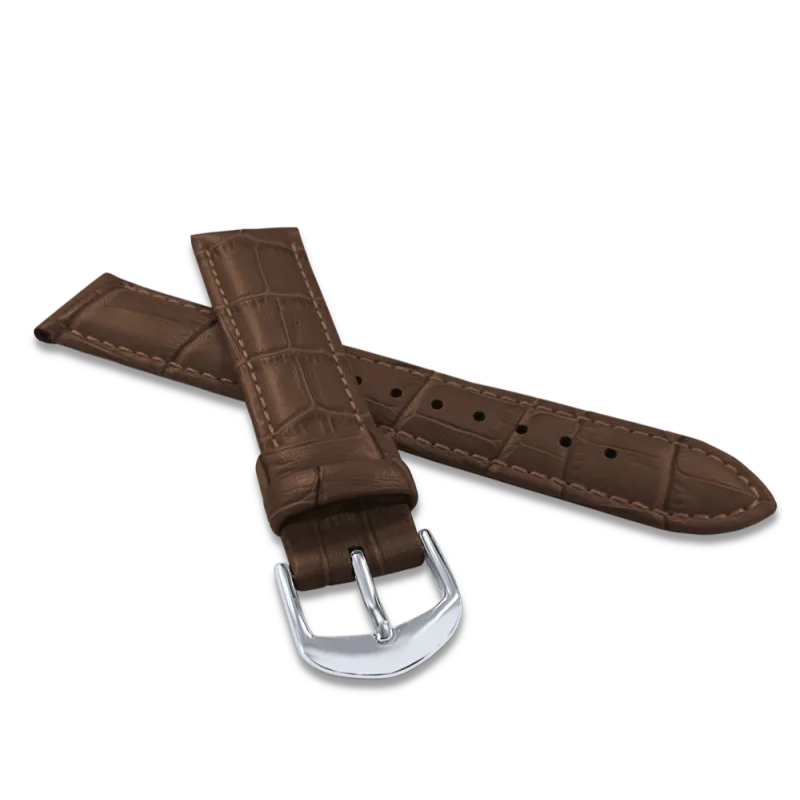 LAVVU Tmavě hnědý prošitý řemínek CROCO - 20 BSIUC20