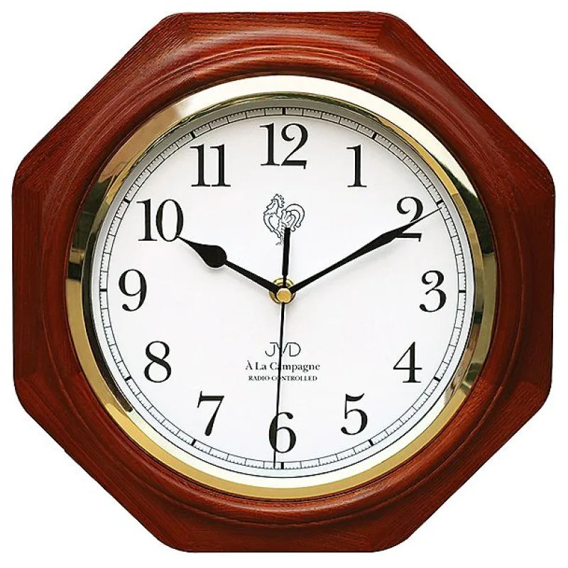 Dřevěné rádiem řízené nástěnné hodiny JVD NR7172.3 ve francouzském stylu