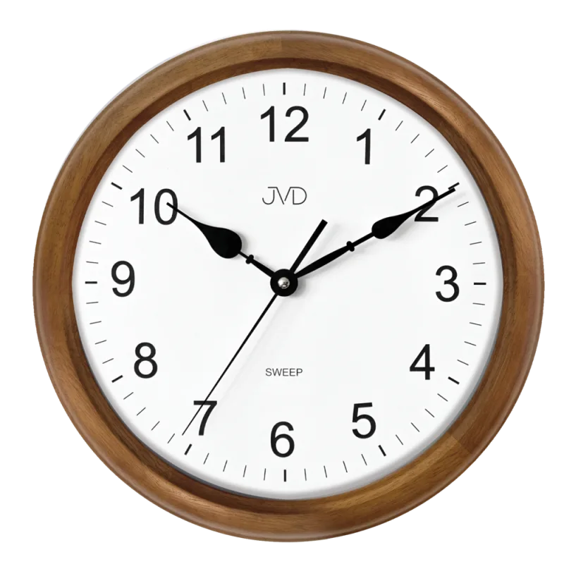 JVD Dřevěné kulaté netickající tiché nástěnné hodiny JVD NS8052/11