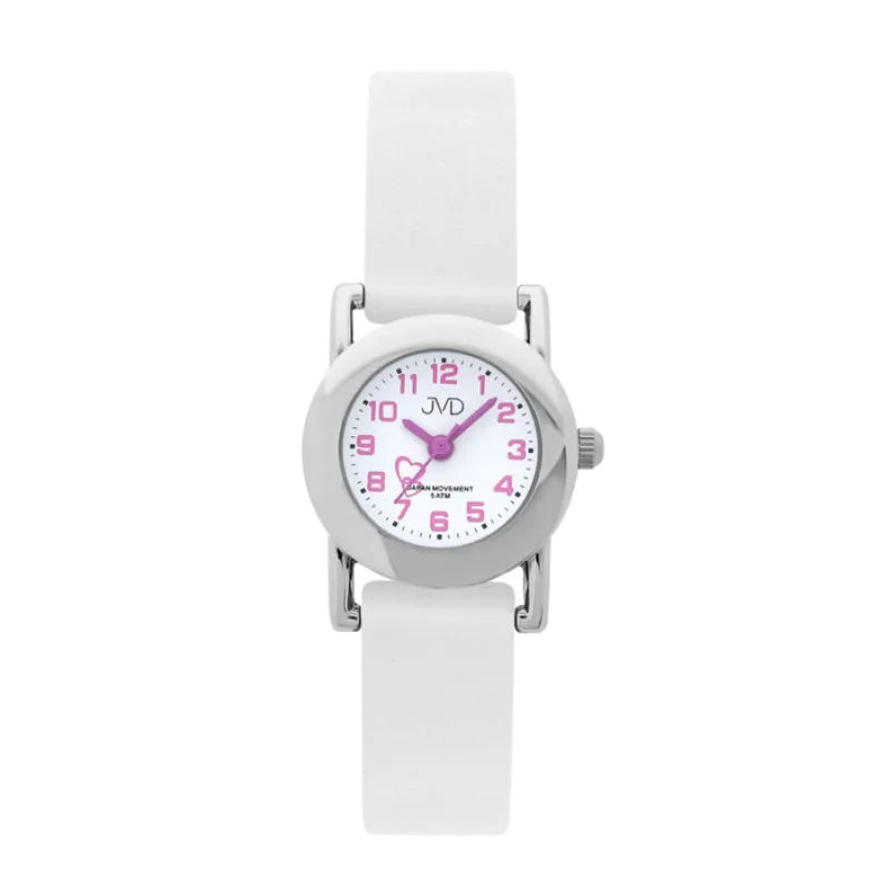 Dětské bílé náramkové hodinky JVD basic J7025.4 se srdíčkem